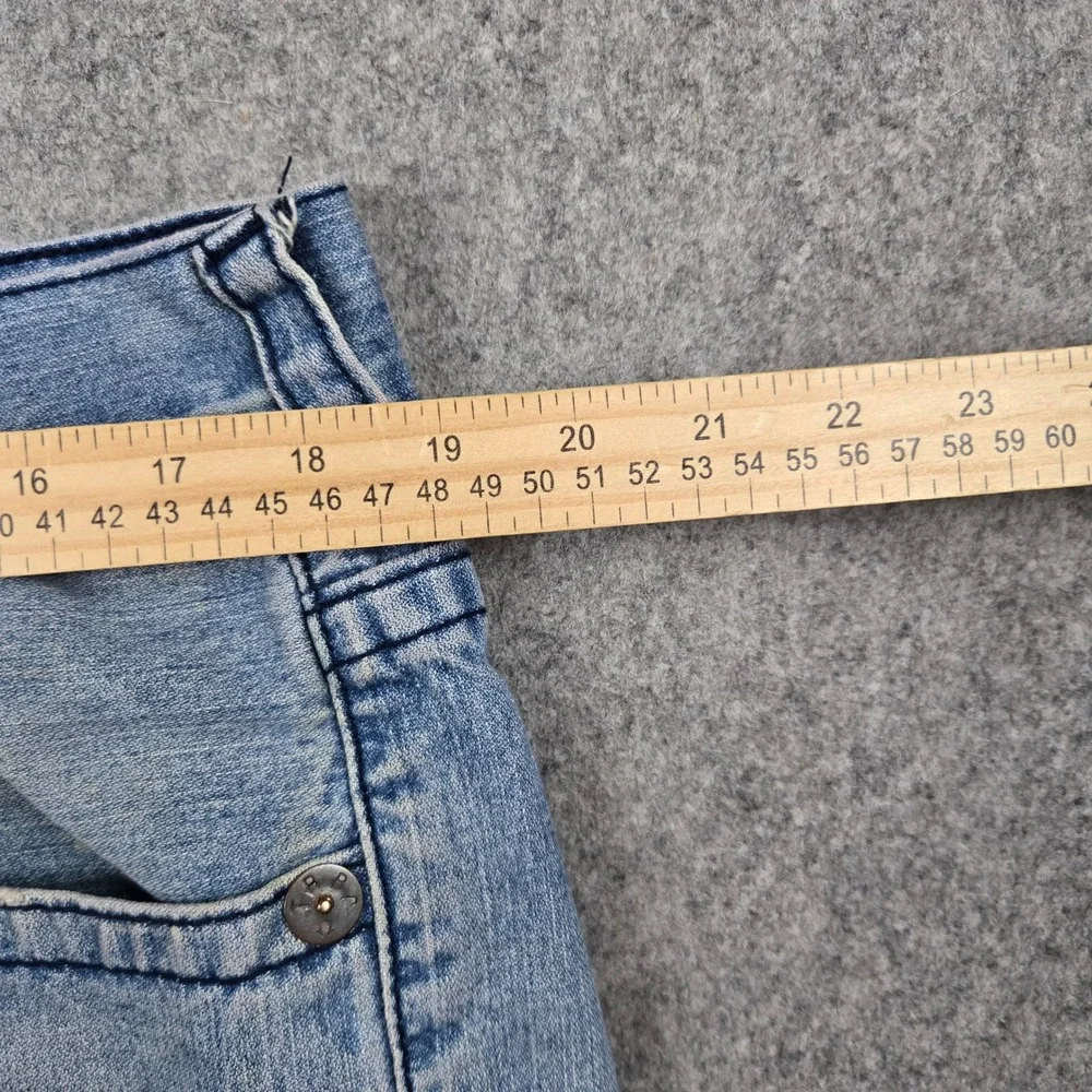 True Religion Jeans Mens 38 Blue Rainbow‎ Bobby Straight Leg Denim Thick Stitch